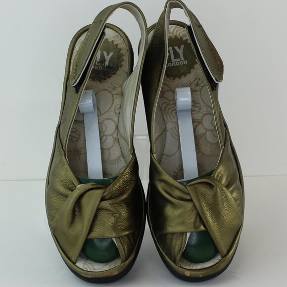 Fly London Yakin Golden Slingback Wedge Sandal (6.5 US) - Picture 4 of 8